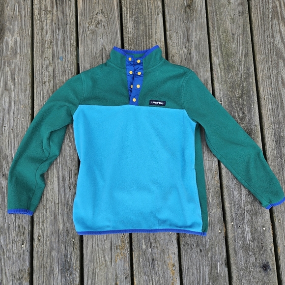 Lands’End Color Block Fleece Blue ans Green - Picture 5 of 7